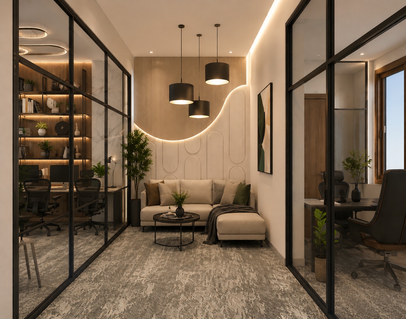 Modern commercial office interior designed by Spatialize